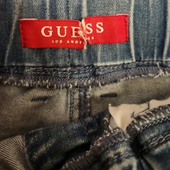 NWOT GUESS Distressed Denim Skirt with Drawstring - Picture 2 of 3